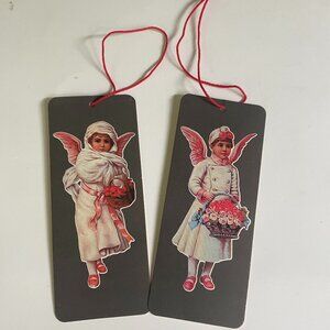 Easter Angels Vintage Victorian Gift Tags 1980s Merrimack lot of 2 different